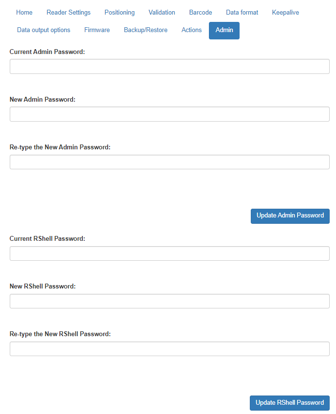 Admin settings screenshot